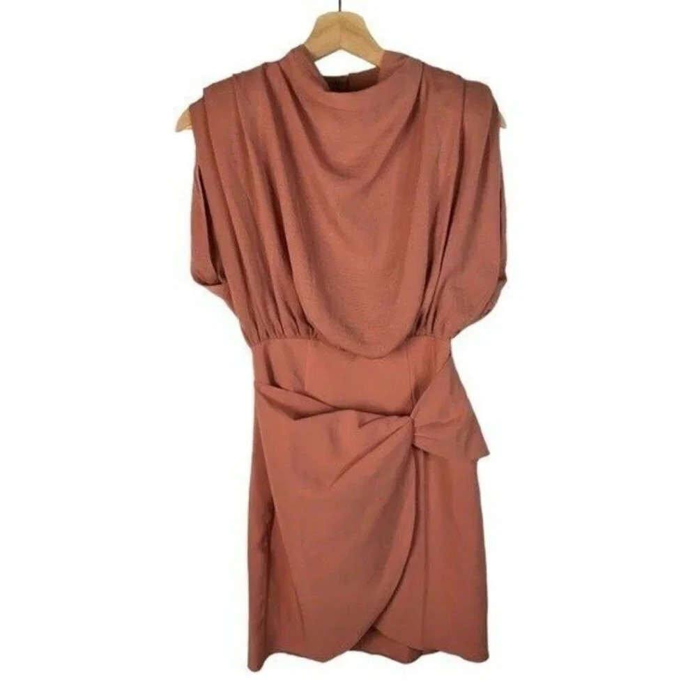 ASOS Design Pink Cowl Neck Blouson Twist Skirt Mini Dress 2